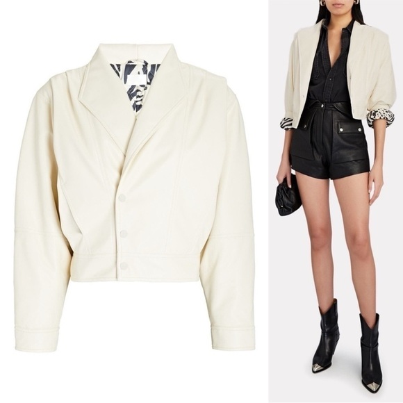 NEW! MOTHER- The Big Time Faux Leather Jacket in Drunk in Love Ivory Size Small - Picture 1 of 11